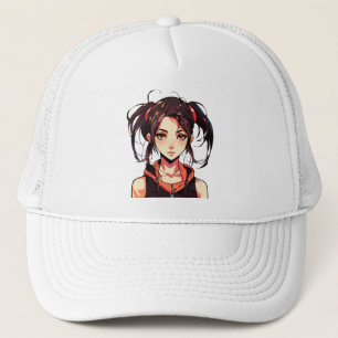 Charming Manga Girl: Anime Vector Illustration Trucker Hat