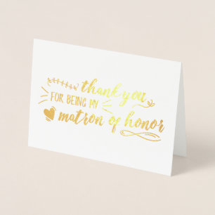 Charming Matron of Honour Thank You Foil Card