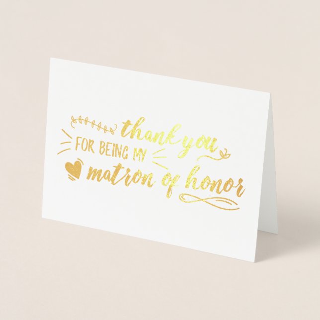 Charming Matron of Honour Thank You Foil Card (Front)