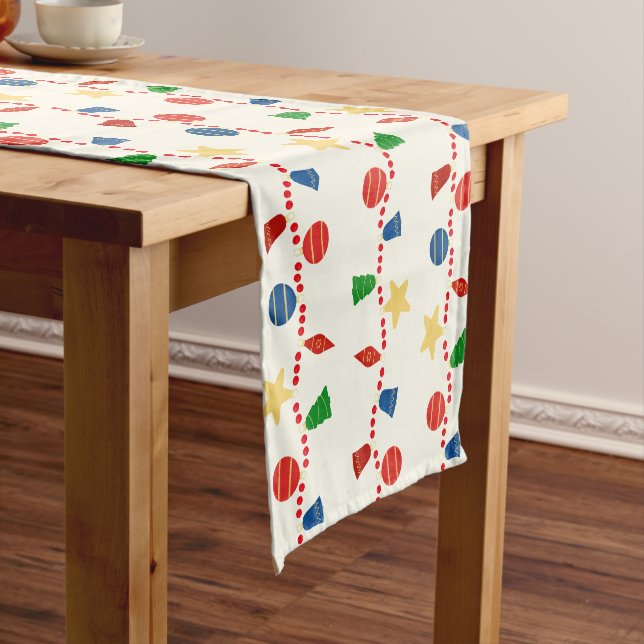 Charming Merry Ornaments & Garland Short Table Runner (In Situ)