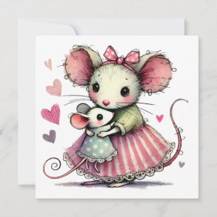 Charming Mice Whimsical Mother’s Day Mum and Child Card