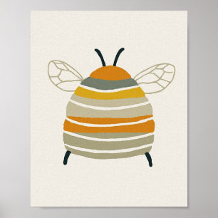 Charming Mid‑Century Honeybee Poster
