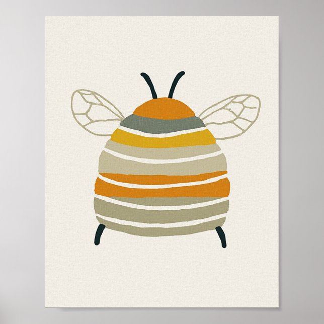 Charming Mid‑Century Honeybee Poster (Front)