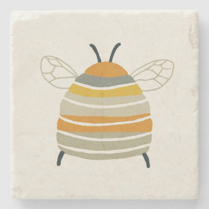 Charming Mid‑Century Honeybee Stone Coaster