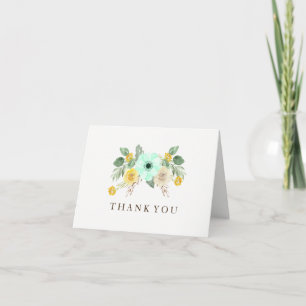 Charming Mint and Yellow Wedding Thank You Cards