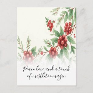 Charming Mistletoe Holiday Greeting Postcard