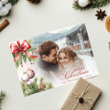 Charming Mistletoe Photo & Name Christmas Card