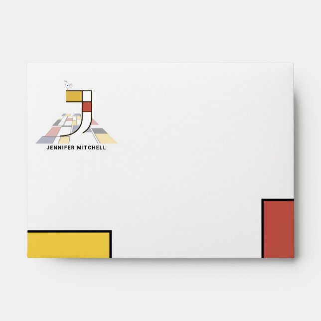 Charming Modern Art Monogram. Letter J Envelope (Front)