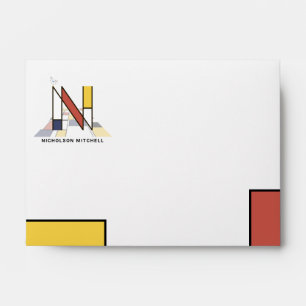 Charming Modern Art Monogram. Letter N Envelope