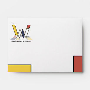 Charming Modern Art Monogram. Letter W Envelope