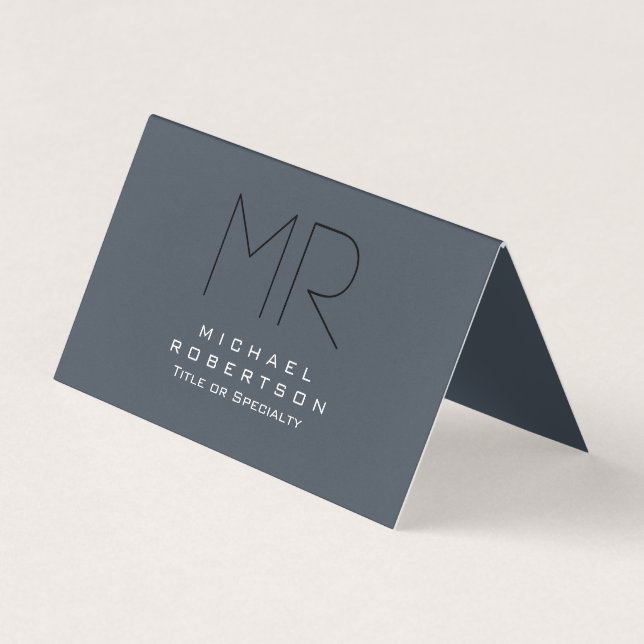 Charming Modern Monogram Grey Clean Business Card (Front)