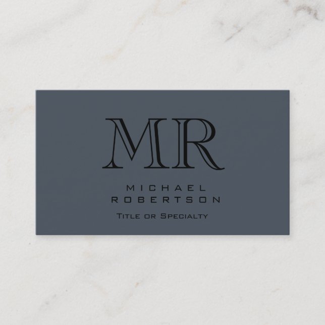 Charming Modern Monogram Grey Clean Business Card (Front)