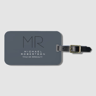 Charming Modern Monogram Grey Clean Luggage Tag
