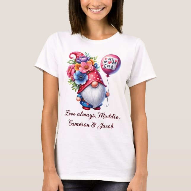 Charming Mother's Day Gnome Personalised Best Mum T-Shirt (Front)