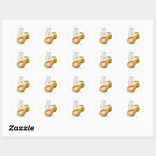 Charming Mouse on a Pear Classic Round Sticker