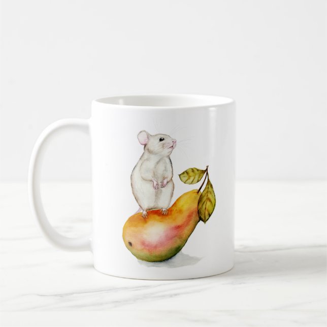 Charming Mouse on a Pear Coffee Mug (Left)