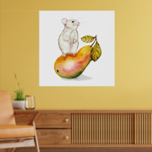 Charming Mouse on a Pear