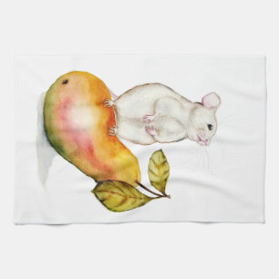 Charming Mouse on a Pear Tea Towel