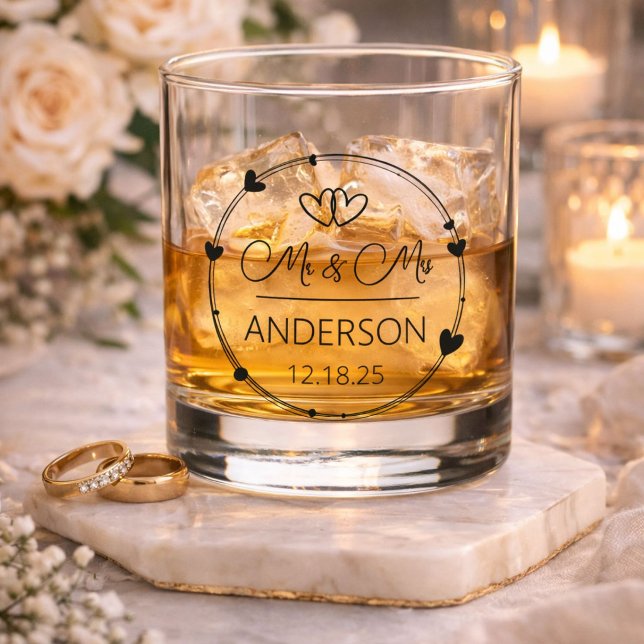 Charming Mr and Mrs Custom Names Wedding Favour Whiskey Glass (Creator Uploaded)