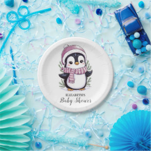 Charming Mystical Penguin Baby Shower Paper Plate