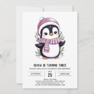 Charming Mystical Penguin Digital Birthday Invitation