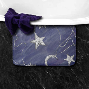 Charming Mystique Silver Moon Stars Sun Amulet Bath Mat