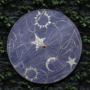 Charming Mystique Silver Moon Stars Sun Amulet Dartboard