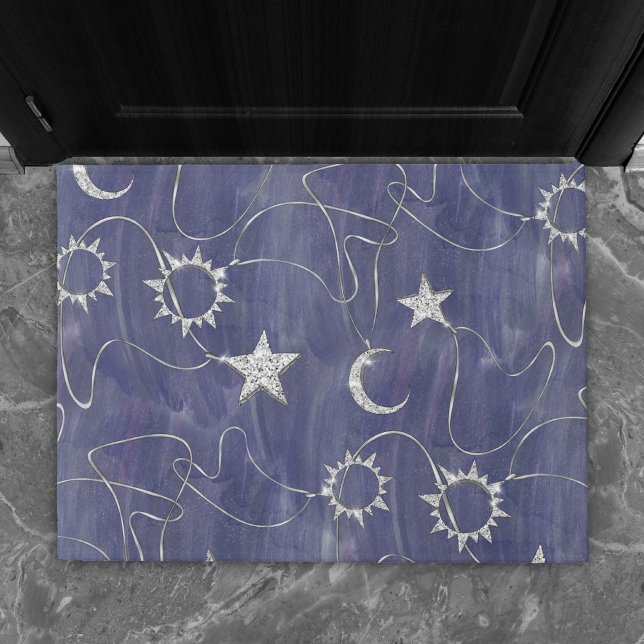 Charming Mystique | Silver Moon Stars Sun Amulet Doormat (Creator Uploaded)