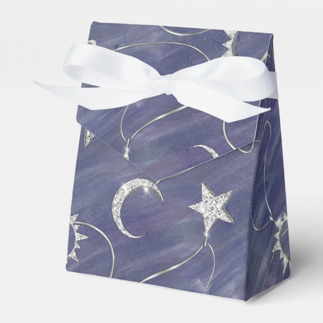 Charming Mystique | Silver Moon Stars Sun Amulet Favour Box (Front Side)