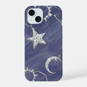 Charming Mystique Silver Moon Stars Sun Amulet iPhone 15 Case
