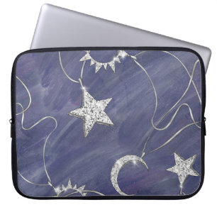 Charming Mystique Silver Moon Stars Sun Amulet Laptop Sleeve