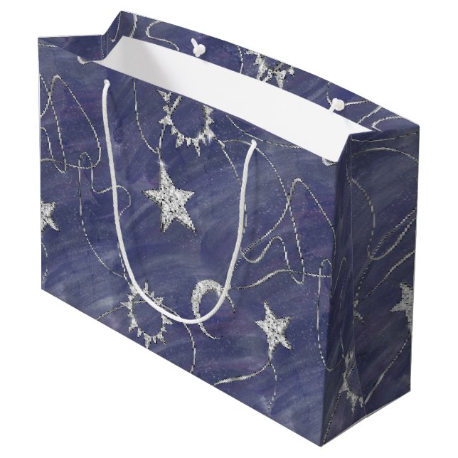 Charming Mystique | Silver Moon Stars Sun Amulet Large Gift Bag (Back Angled)
