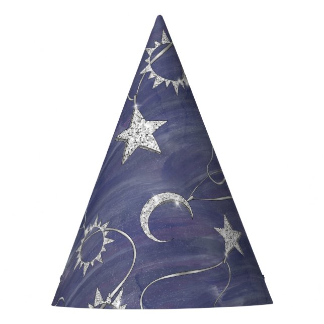 Charming Mystique | Silver Moon Stars Sun Amulet Party Hat (Front)