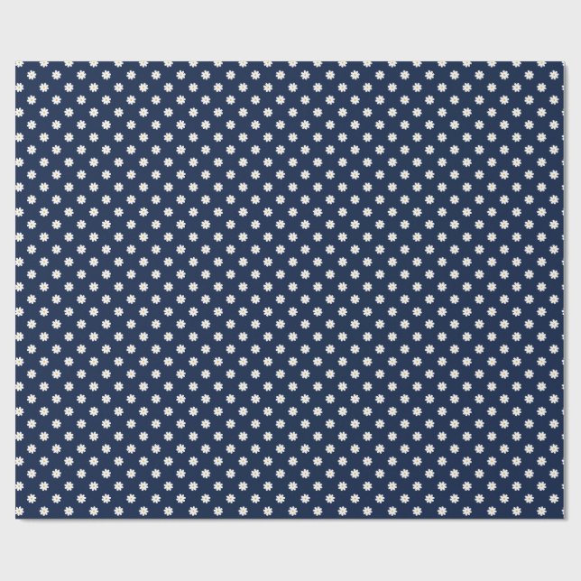 Charming Navy Blue with White Daisy Print Wrapping Paper (Flat)