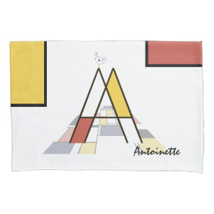 Charming Neoplasticism Art Monogram. Letter A Pillowcase