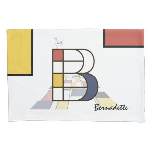 Charming Neoplasticism Art Monogram. Letter B Pillowcase