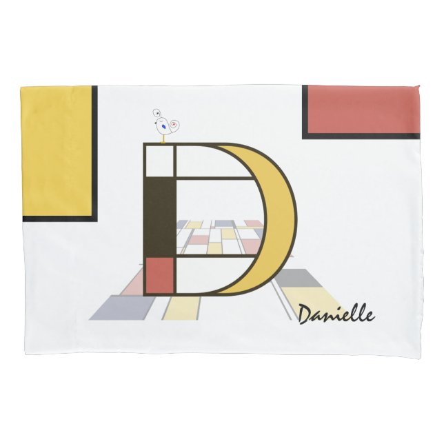 Charming Neoplasticism Art Monogram. Letter D Pillowcase (Front)