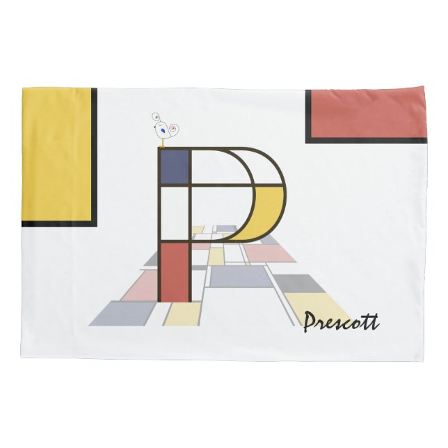 Charming Neoplasticism Art Monogram. Letter P Pillowcase (Back)