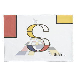 Charming Neoplasticism Art Monogram. Letter S Pillowcase