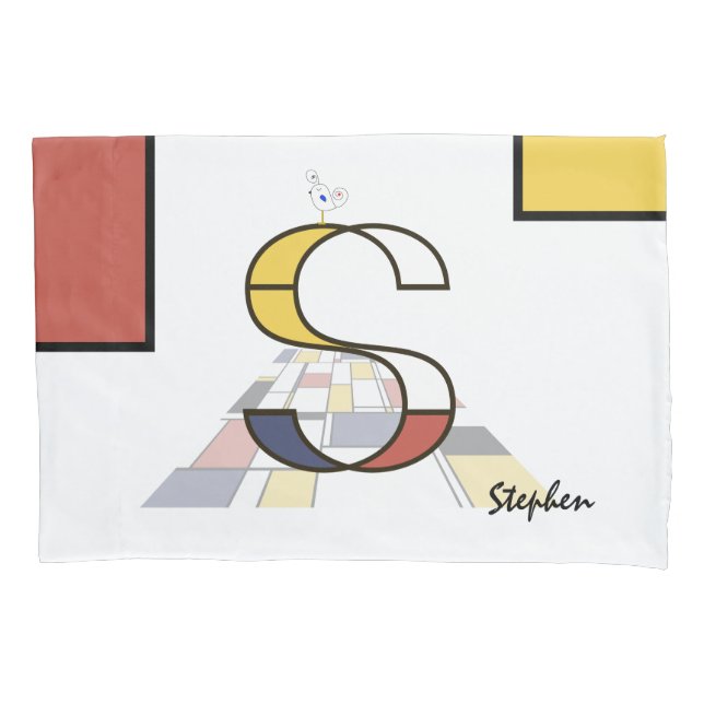 Charming Neoplasticism Art Monogram. Letter S Pillowcase (Front)