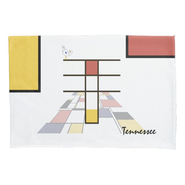 Charming Neoplasticism Art Monogram. Letter T Pillowcase (Front)