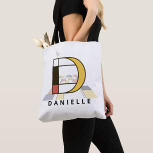 Charming Neoplasticism Style Monogram. Letter D Tote Bag