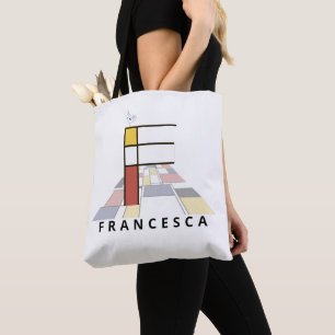 Charming Neoplasticism Style Monogram. Letter F Tote Bag