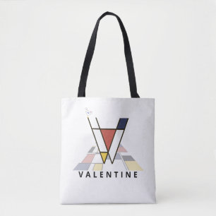 Charming Neoplasticism Style Monogram. Letter V Tote Bag
