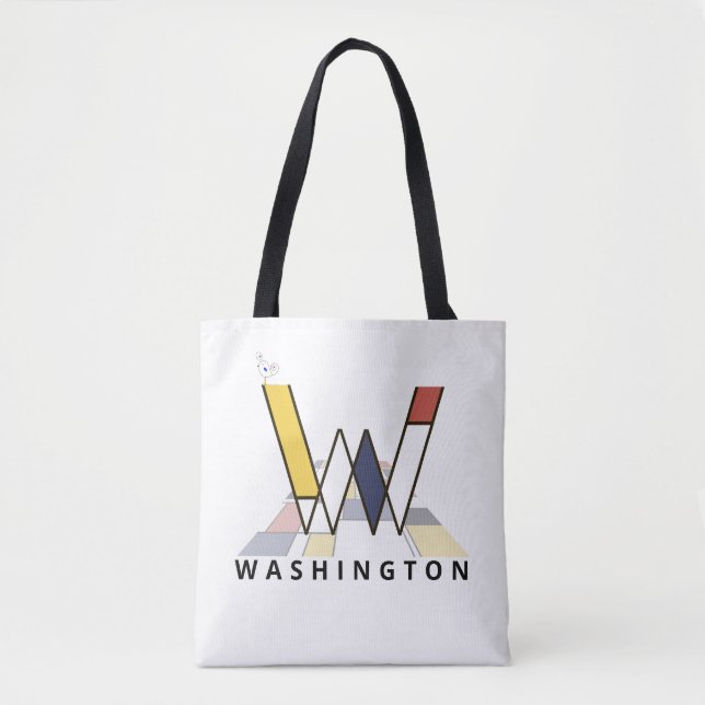 Charming Neoplasticism Style Monogram. Letter W Tote Bag (Front)