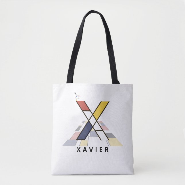 Charming Neoplasticism Style Monogram. Letter X Tote Bag (Front)