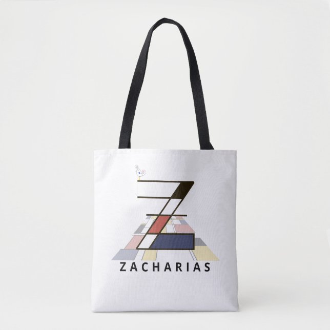 Charming Neoplasticism Style Monogram. Letter Z Tote Bag (Front)