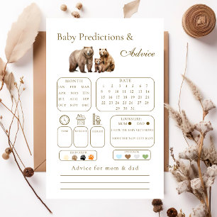 Charming Neutral Bear Family Baby Predictions Game