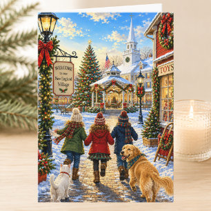 Charming New England Holiday Merry Christmas Card