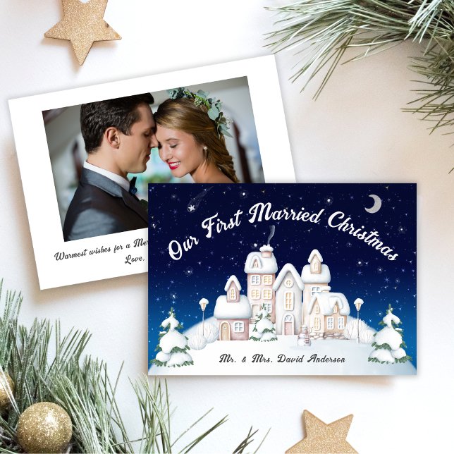 Charming Newlyweds First Married Christmas Photo Holiday Card (Creator Uploaded)